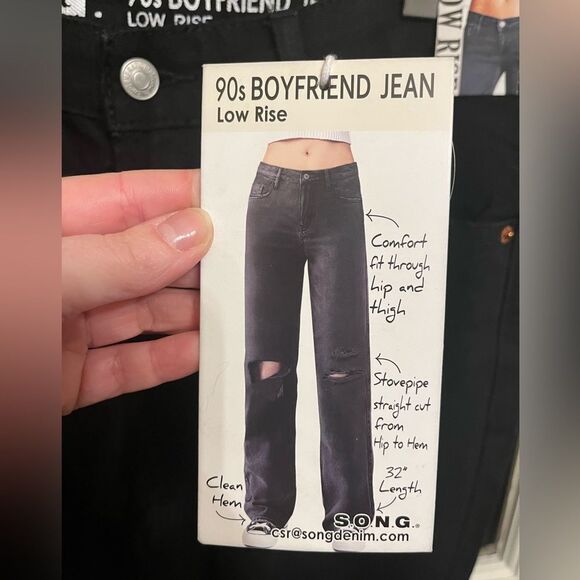 NWT 90s boyfriend Black Denim Pants - Picture 1 of 13